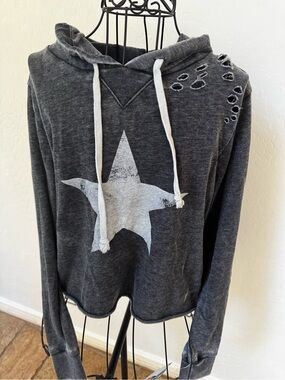 Grayson Threads Charcoal Distressed Star Cowl Hoodie
